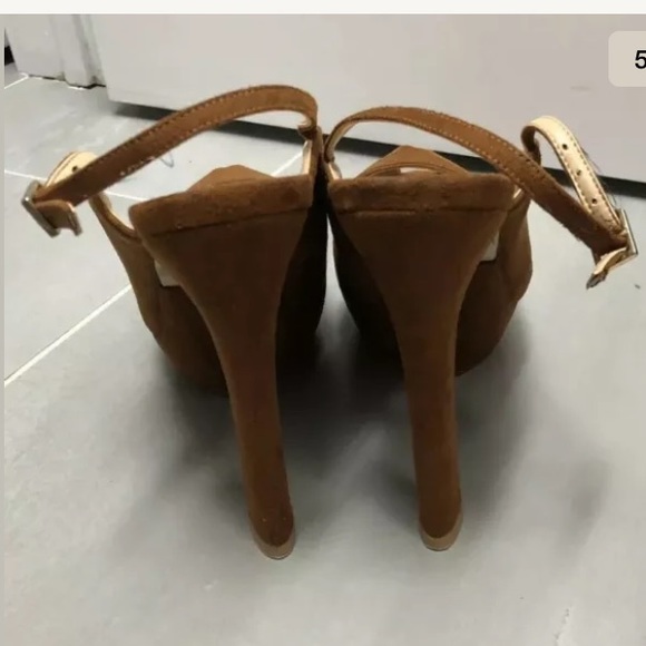 Zara Basic Platform Sling Back Heels Cognac 39/9 - Picture 4 of 8